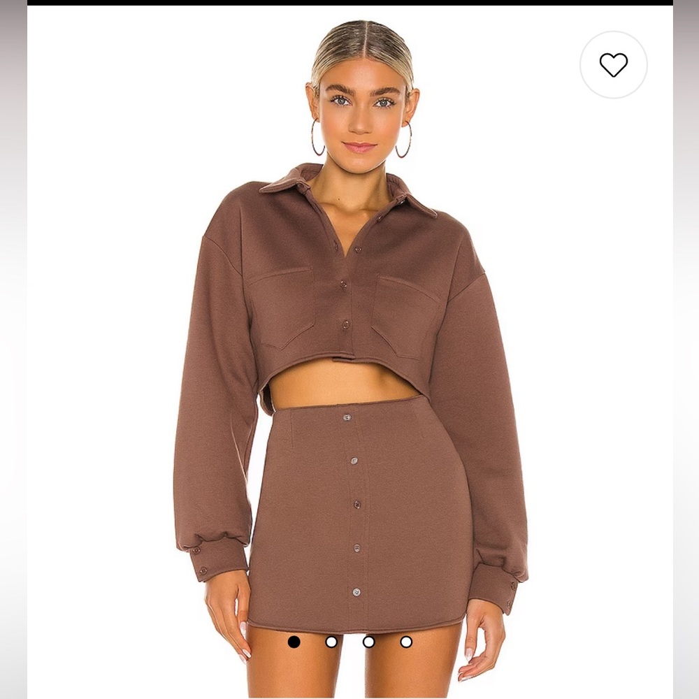 Fleece Button Skirt in Cocoa Brown GUIZIO